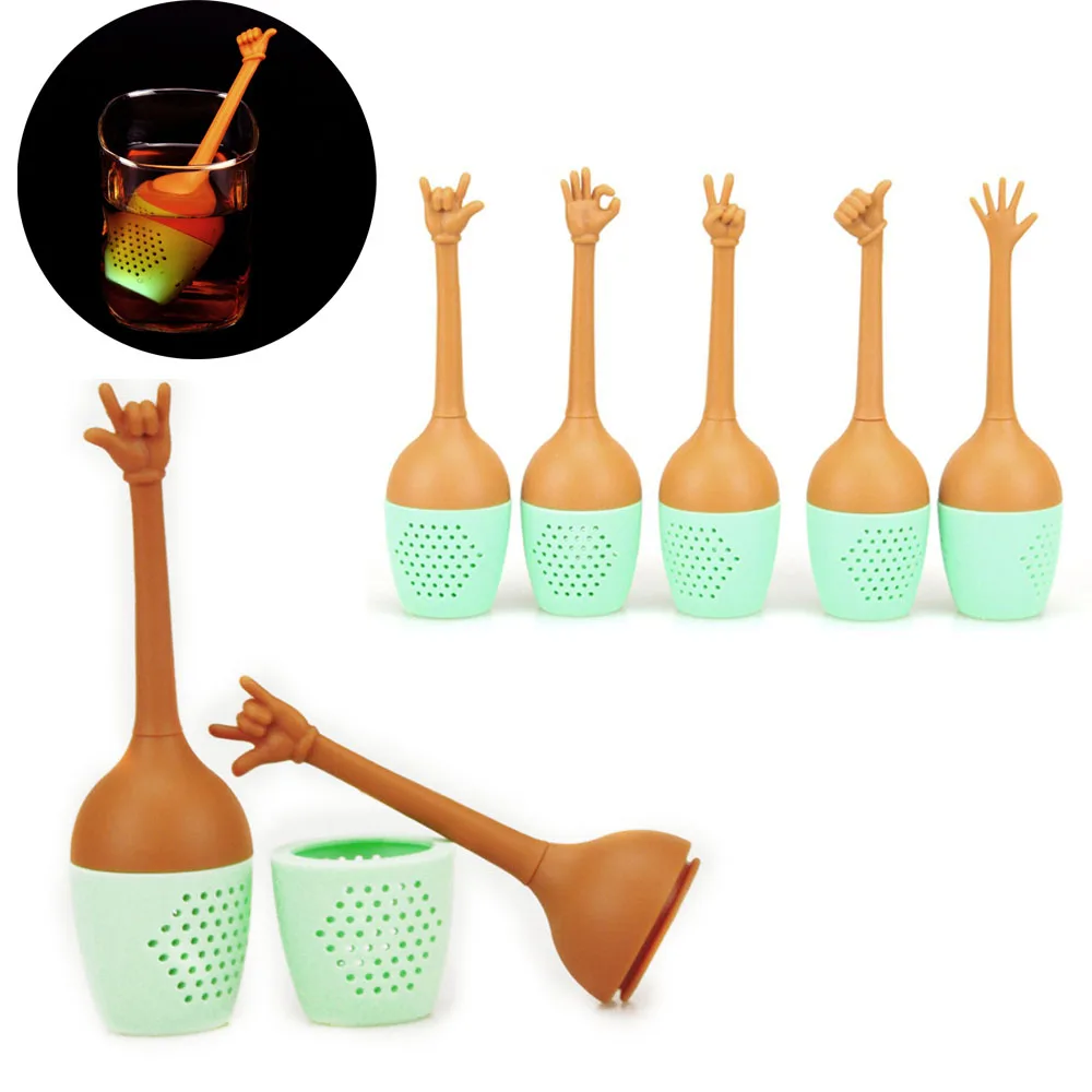 Забавные жесты для заваривания чая ситечко черного FDA класс силиконовый вкладыш