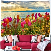 beautiful sea nature flower large tapestry beach landscape fabric wall design living room decoration garden posters for outside
