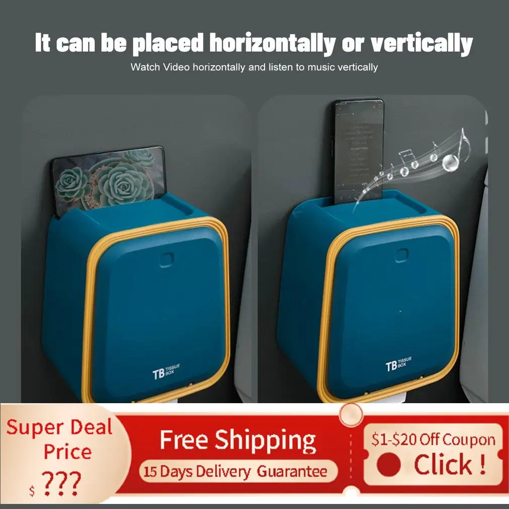 

Настенный держатель для унитаза, коробка для салфеток двойного контрастного цвета, коробка для хранения без перфорации для ванной комнаты, ...