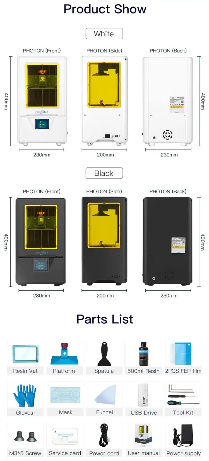 ANYCUBIC Photon-S lcd 3d принтер 405nm матрица УФ светильник Быстрый срез двойной оси Z SLA 3d принтер фотоны Модернизированный