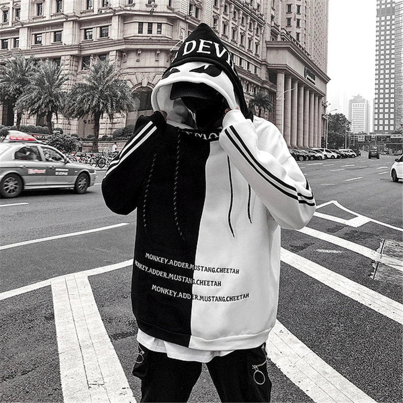 color1 Негабаритных Японская уличная одежда толстовки для мужчин Harajuku с длинным рукавом Крутая толстовка - Цвет: color1