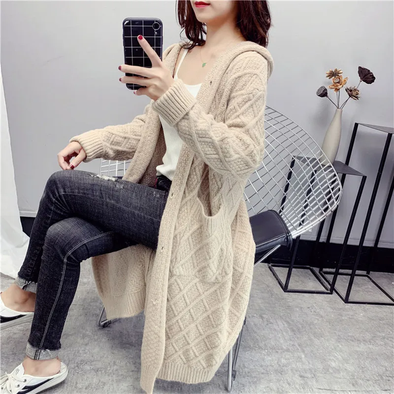 

Sweater Jacket Women's Cardigan Loose Korean Version of The Long Knee 2019 Autumn Winter New
