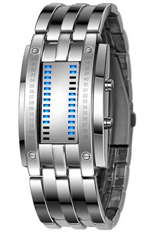 

Men's Alloy Date Digital LED Bracelet Wrist Watch(Blue LED/Silver Bracelet)