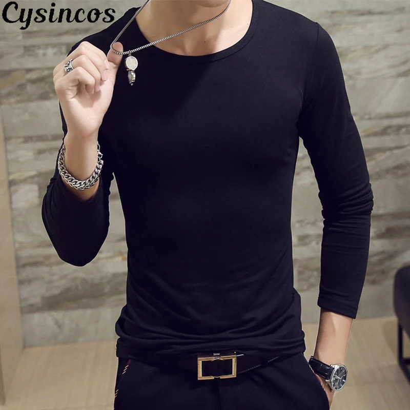 Мужская теплая термо-футболка CYSINCOST Повседневная футболка с длинным рукавом и