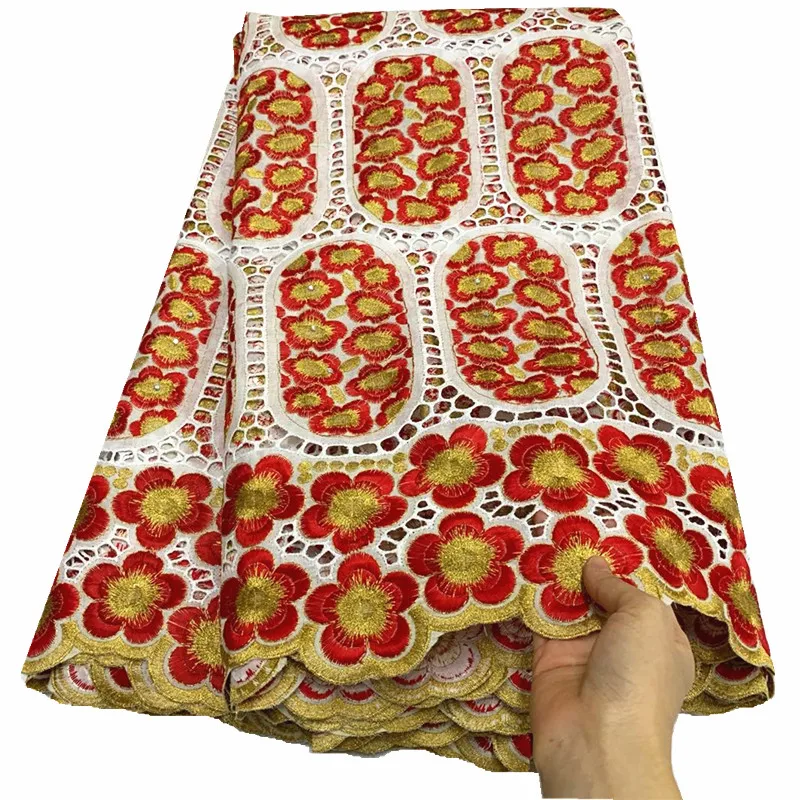 

Gold Embroidery Fabric 2021 High Quality Swiss Voile Lace Latest African 100% Cotton Lace Fabric for wedding