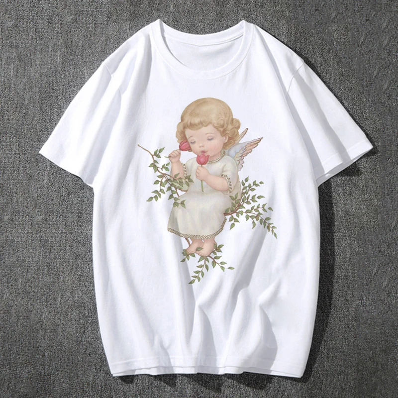 Футболка женская оверсайз с принтом Ангел уличная одежда в стиле Харадзюку
