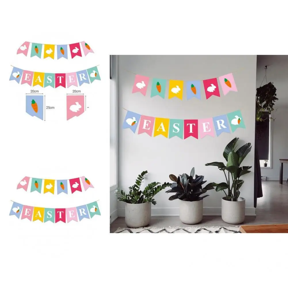

Reusable 1 Set Funny Happy Easter Hanging Banner Paper Easter Flag Decorative for Home