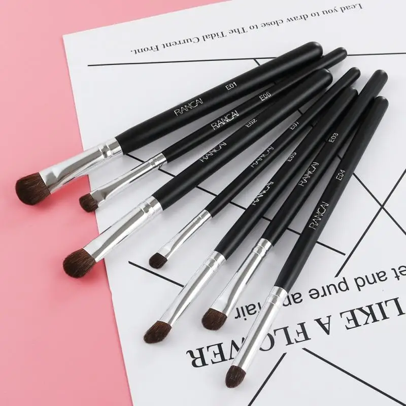 

7Pcs 4Colors RANCAI EyeShadow Brushes Set Natural Horse Pony Hair Cosmetics Blending Smudge Shader Makeup Brushes Beauty Tools