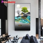 5d алмазная живопись абстрактная живопись, Золотой олень летящей птицы дерево Пейзаж diy Полная квадратная дрель Алмазная вышивка круглые алмазы