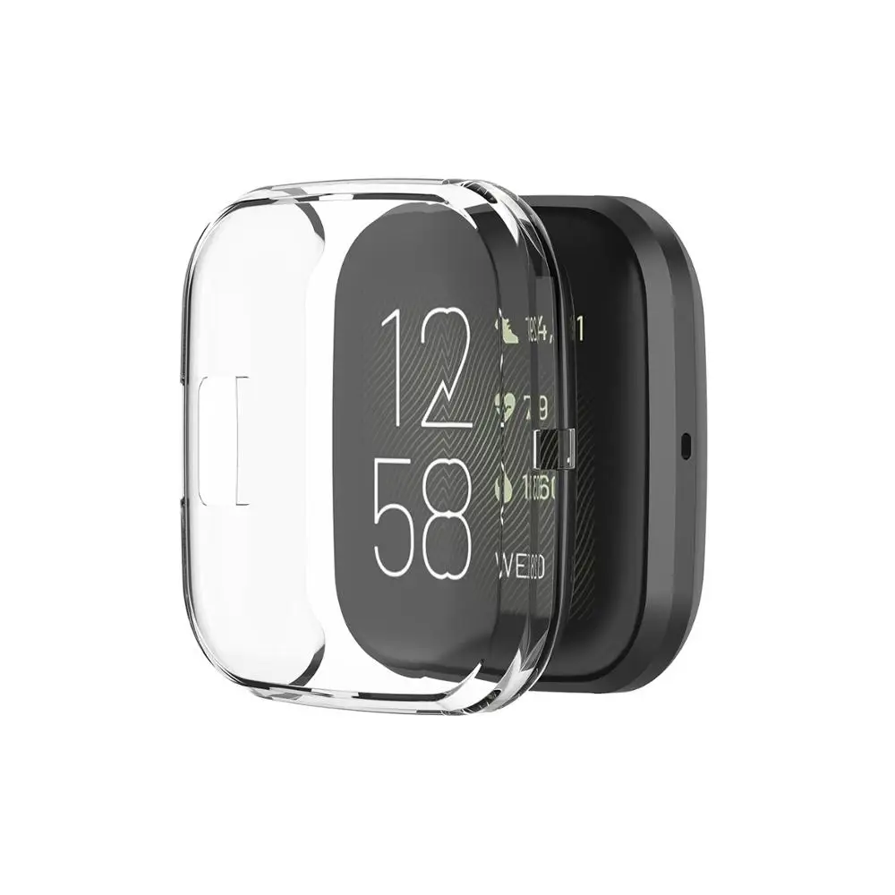Translucent ТПУ прозрачный силикон чехол для Fitbit Versa 2 Смарт-часы защитный чехол Versa2 полноэкранный Корпус Чехлы Сменные аксессуары ремешок - Цвет: Translucent