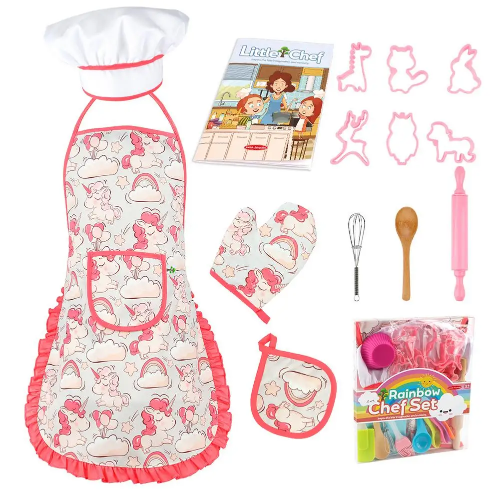 

Kids Baking Set Real Cooking - Dress Up Role Play Chef Toys - Chef Costume Set With Kids Apron Chef Hat Cooking Tools And Baki