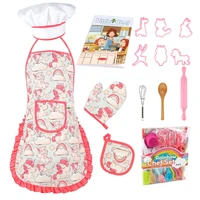 kids baking set real cooking dress up role play chef toys chef costume set with kids apron chef hat cooking tools and baki