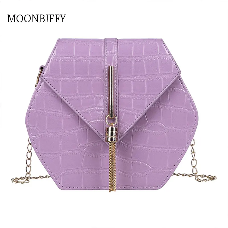 

Pattern Crossbody Bags For Women 2021 Small Chain Handbag Retro Hexagon Ladies Hand Bag Designer Evening Bags Sac