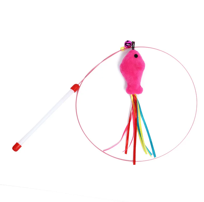 Игрушка для питомца кота тизер многоцветная птица перо с колокольчиком