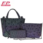 Комплект из 3 предметов женской сумки на плечо, роскошная дизайнерская Складная Сумочка через плечо, Женский кошелек и бумажник, Блестящий цветной тоут