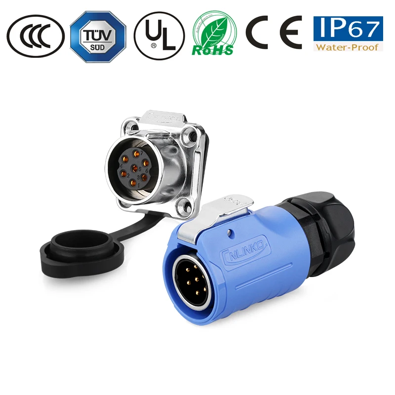 Водонепроницаемый разъем токопроводящий кабель открытый штекер гнездо M20 7 Pin led