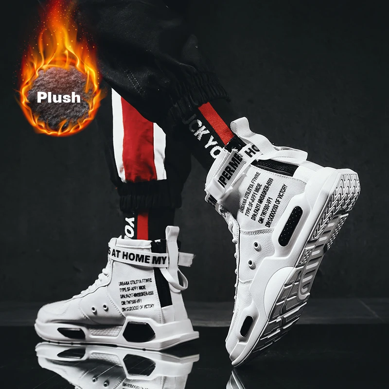 Супер Популярные Зимние плюшевые кроссовки спортивные ботинки мужские высокие
