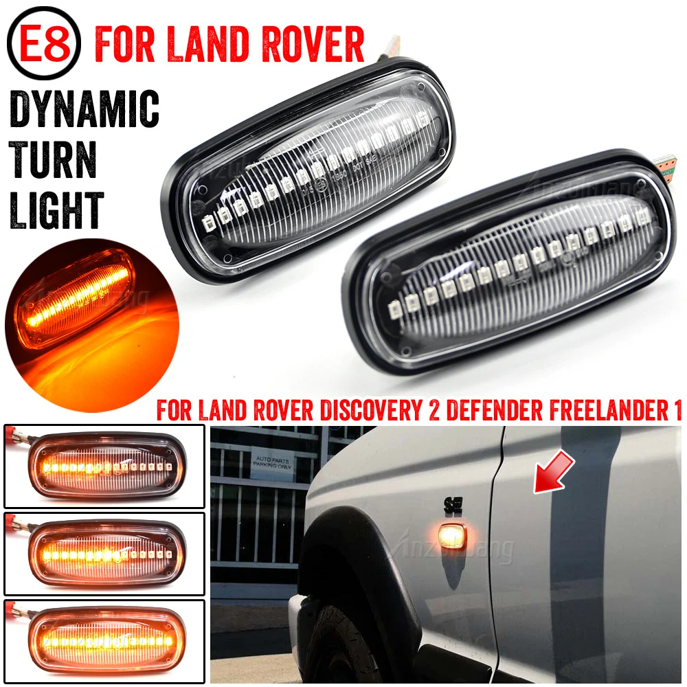 

2 Pieces Dynamic Amber LED Side Marker Blinker Turn Signa Light For Land Rover Discovery 2 Defernder Freelander 1 Indicator Lamp