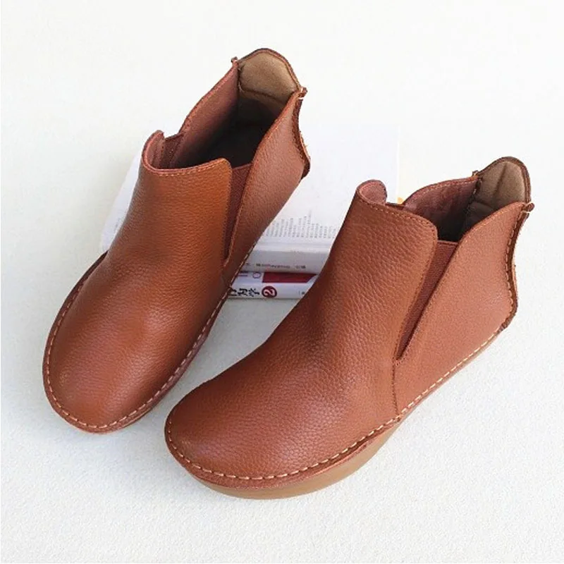 

Woman Shoes Slip on Genuine Leather Ankle Boots for Women Autumn Ladies Platform Boots Punk Shoes 2019 Female Footwear