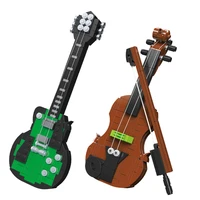 city creative musical instrument series violin guitar indoor decoration building blocks bricks toys gifts
