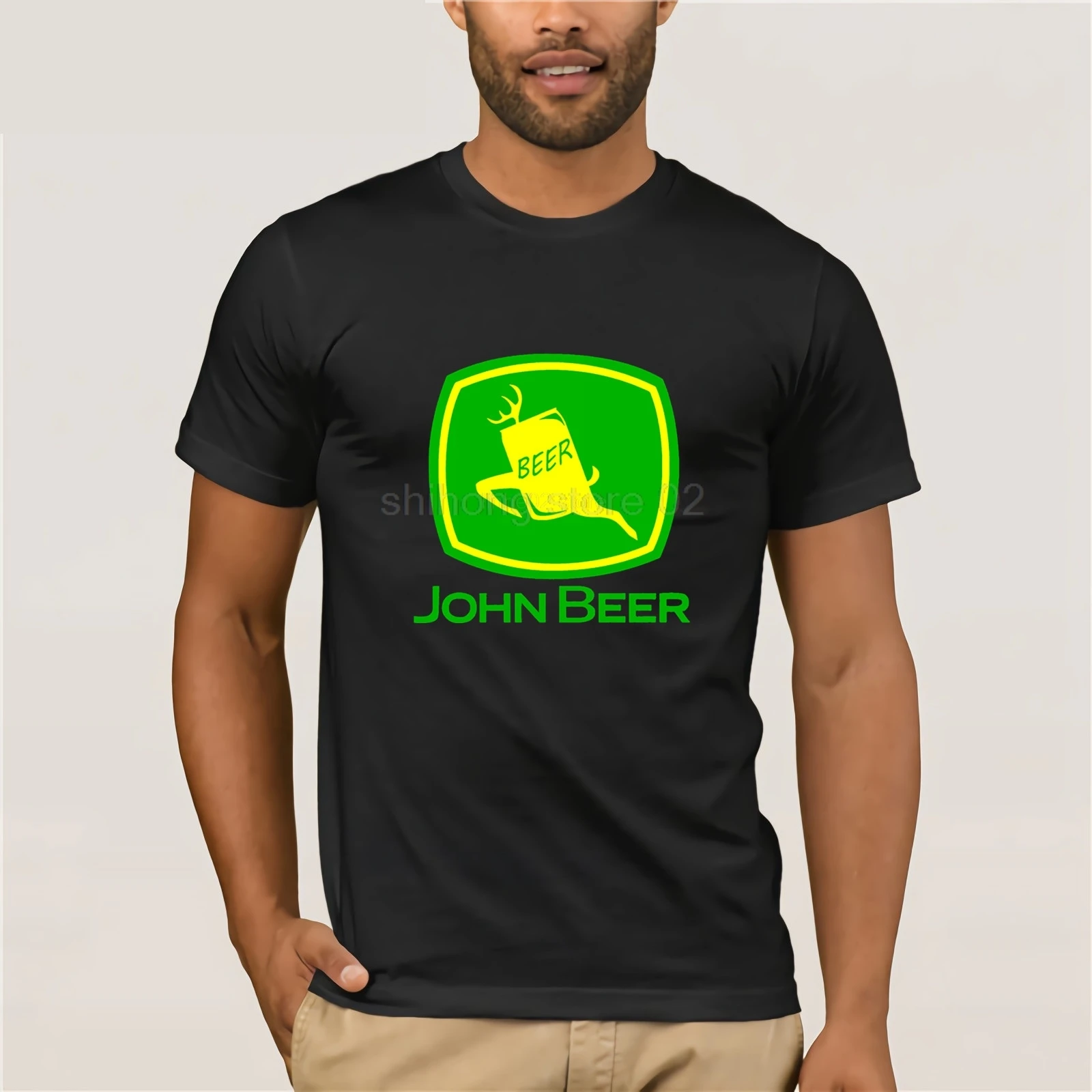 Футболка с принтом John Beer популярная простая комбинированная забавная