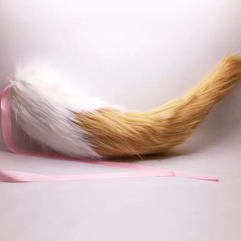 Аниме COS FATE Кастер cos Tamamo белый задний светильник коричневое ухо - Цвет: Tail 65cm