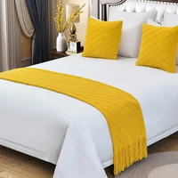 european style knitting tassel trimmings bed runner home hotel decoration bed flag wedding room bed decorate