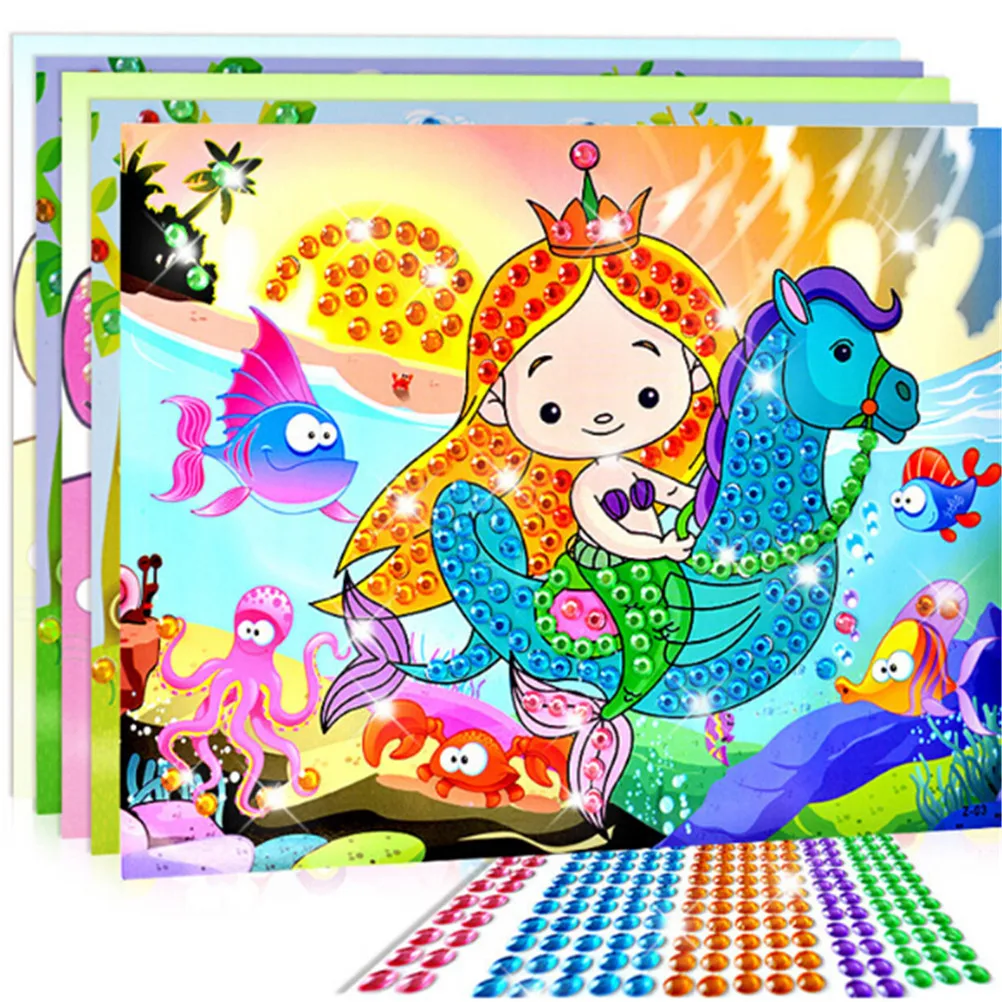 

2 in 1 Diamond Coloring Drawing Sticker Handmade Cartoon DIY Toy Sets Painting Education Gift for Children Birthday Drawing Toy