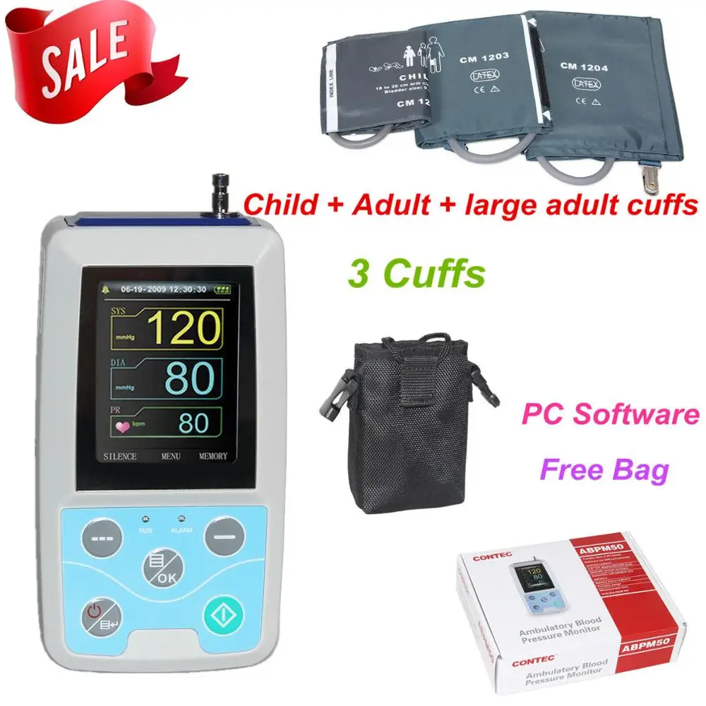 FDA US ABPM50 24 часа Амбулаторный монитор кровяного давления Holter ABPM BP с программным
