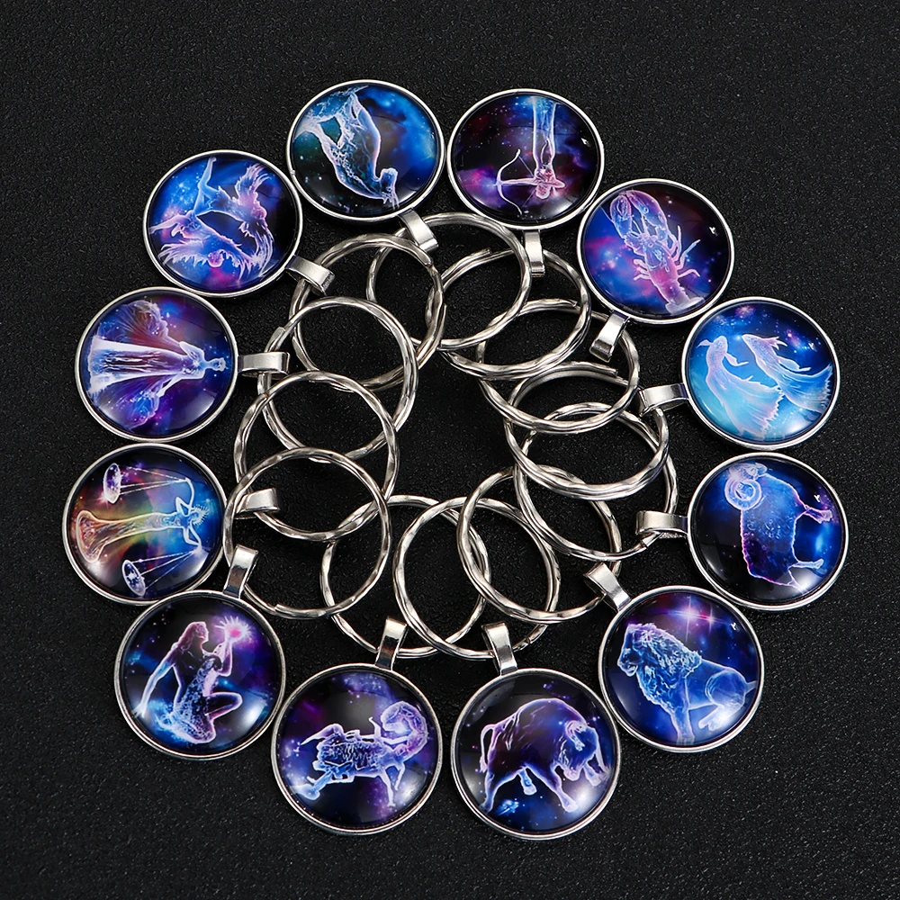 12 созвездий брелки с знаком зодиака стеклянный кабошон для кулона созвездия
