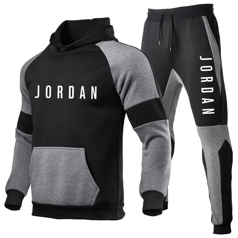 

Suit sportswear men's fall/winter hooded sweatshirt cotton + polyester suit sportswear 2021 men's two-piece casual