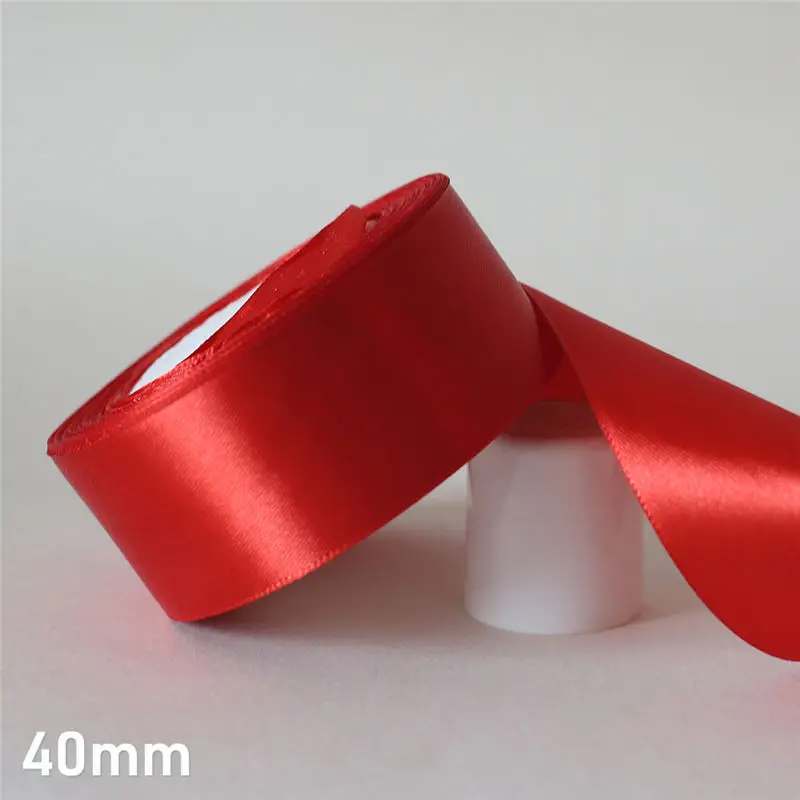 40mm 25 ярдов/6 мм-50 мм красный шелковый атлас ленточный материал для поделок для выпускного вечера вечерние украшения Свадебная подарочная коробка упаковка аксессуары D7 - Цвет: 40mm
