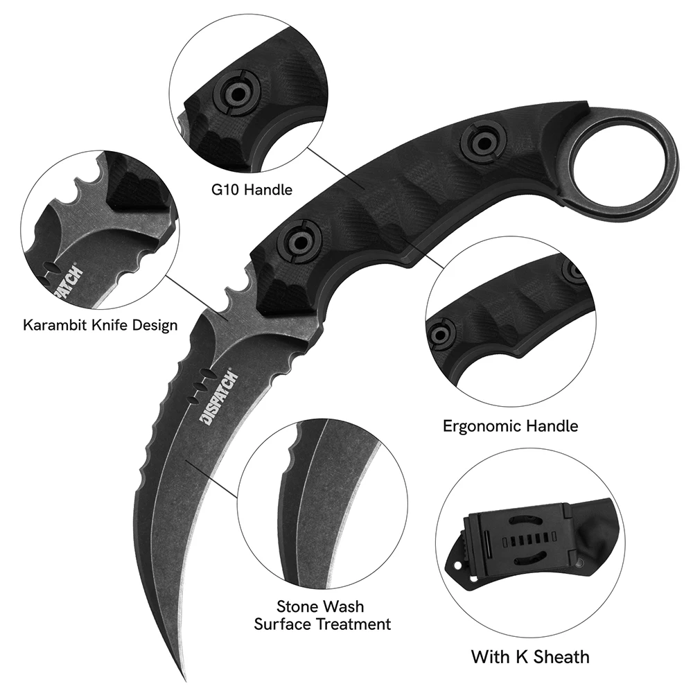 Отправка Ножи-керамбит с фиксированным лезвием и рукояткой K-образной формы G10