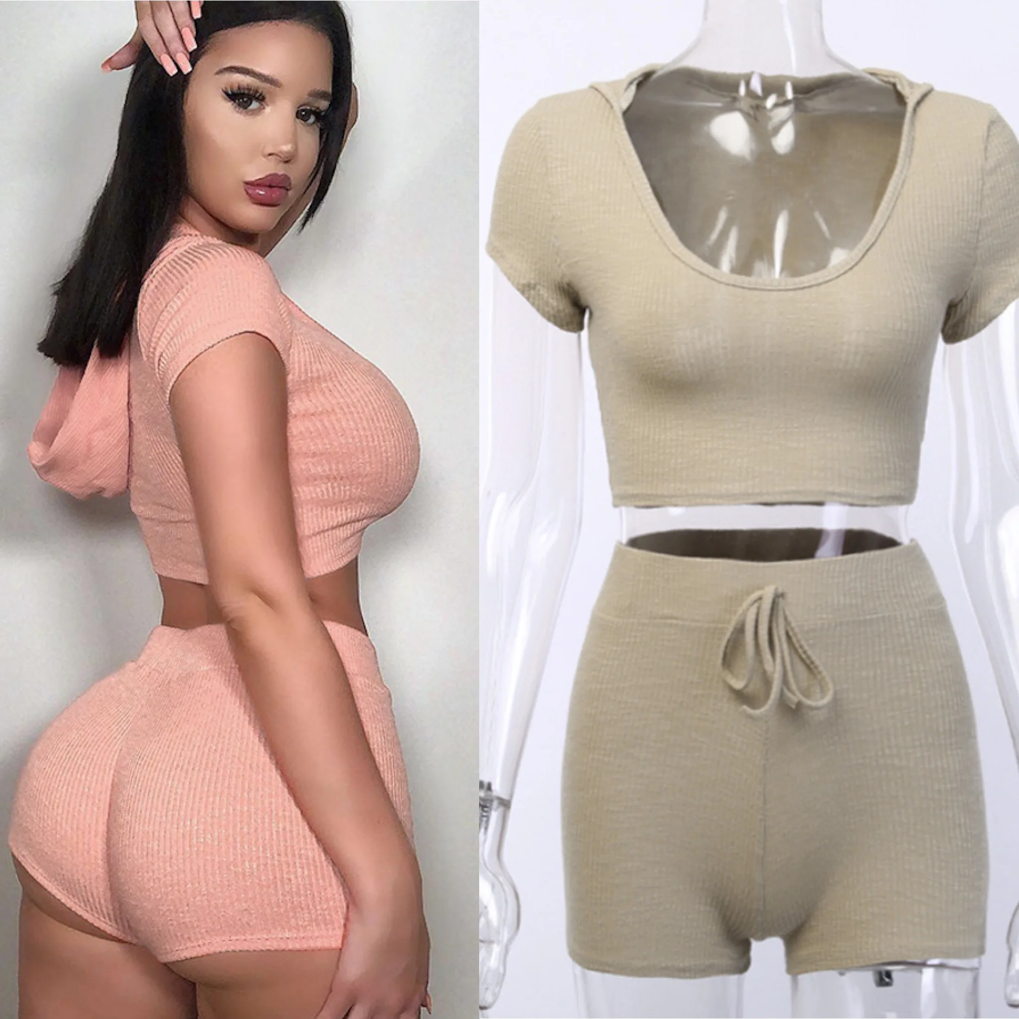 2019 горячая распродажа Повседневная одежда женский летний Розовый Абрикосовый