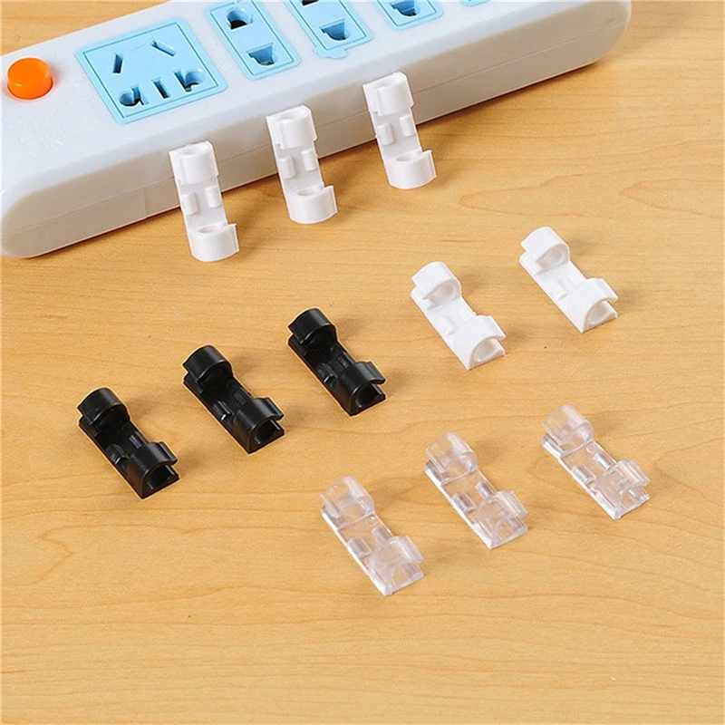 

20pcs Wire Cable Management Organizer Clips Desktop Self-Adhesive Cord Wire Holder Telephone Line Winder Sleeve Bobbin Winder