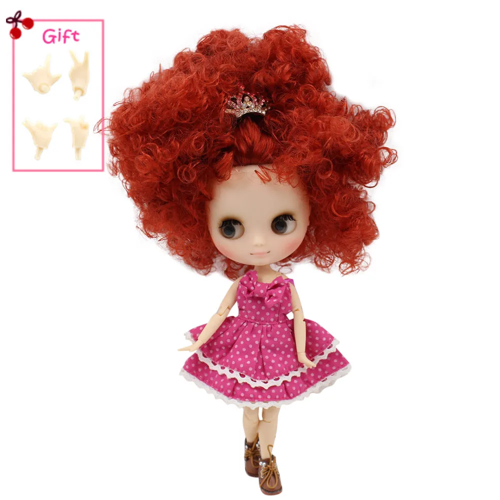 Кукла ICY DBS Middie Blyth Серия No.QE150 оранжевые красные кудрявые волосы матовое лицо 1/8
