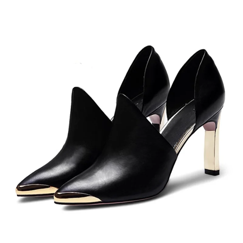 

KemeKiss High Heel Spring Women Pumps Real Leather Pointed Toe Solid Color Shoes Women Slip On Party Sexy Footwear Size 34-39