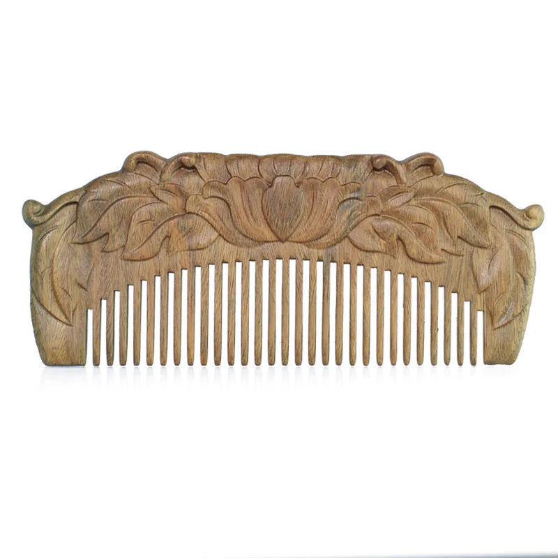 

Natural Wooden Comb Green Sandalwood Comb Anti Static Massage Scalp Comb Chinoiserie Hollow Carved Sandalwood Comb Woman's Gift