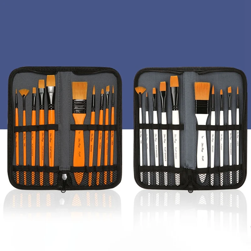 

10 шт. желтый/белый набор кистей для рисования для художника нейлоновые волосы акварель акриловые кисти для живописи маслом рисунок товары д...