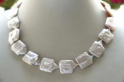 

New genuine Natural 17x23mm Baroque Pink Reborn Keshi Pearl Necklace 18