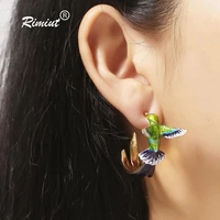 rimiut cute hummingbird dripping animal stud earrings party earrings best gift for women fashion jewelry animal girls jewelry