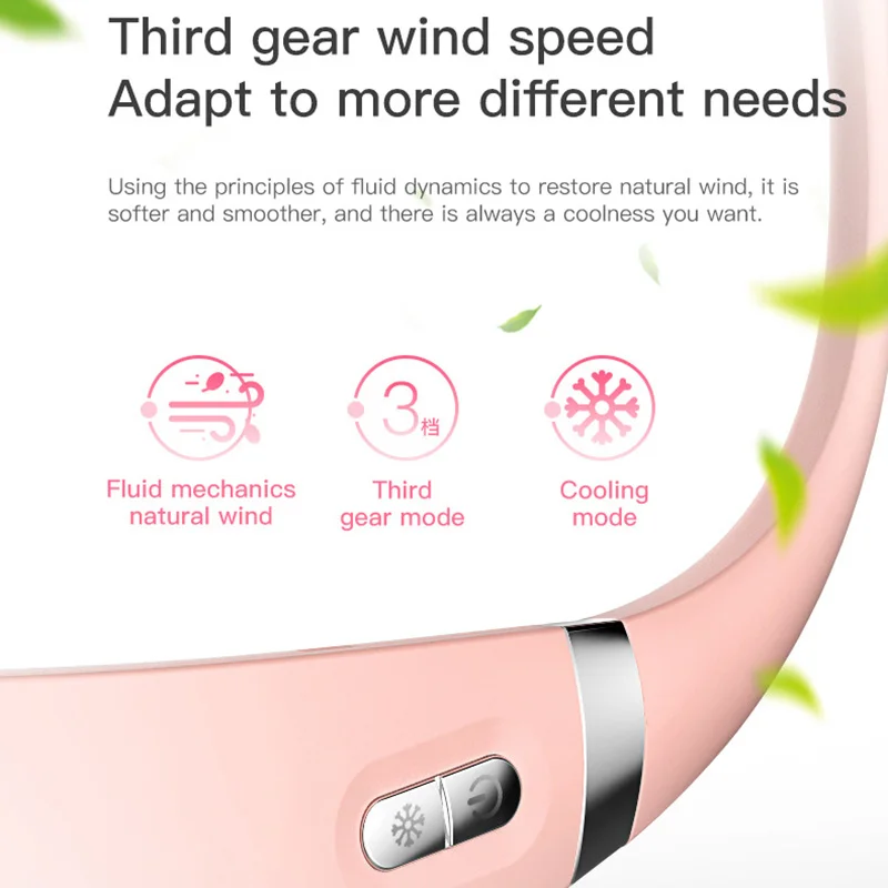 

Portable Lazy Sports Halter Fan 2 Fans Mini Hanging Neck Fan USB Rechargeable Cover Halter Cooling Fan White