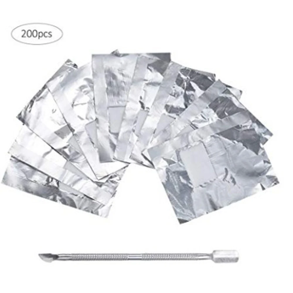 200Pcs Алюминиевая фольга для дизайна ногтей замочить искусство впитывающийся лак