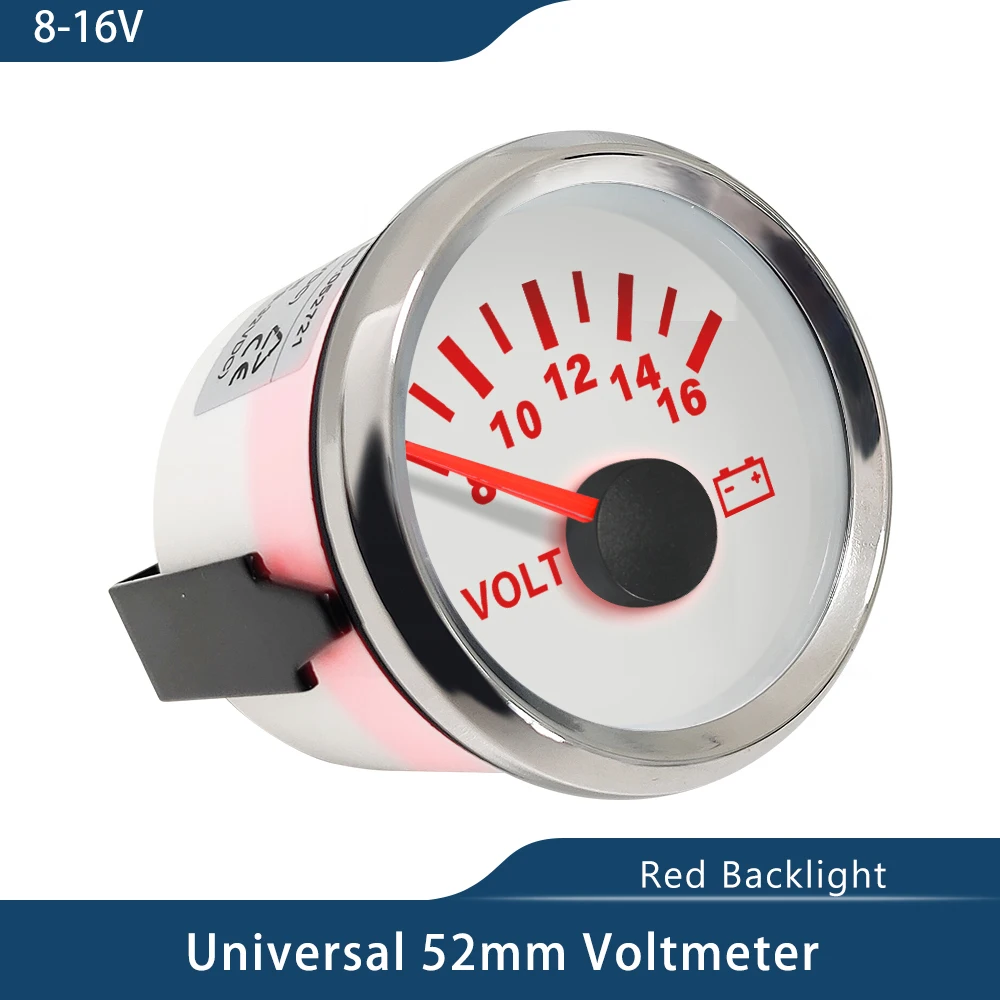 

Newest Universal 52mm Voltmeter Volt Gauge Meter 9-32V with Red Backlight for Car Boat Automobile Motor Yacht