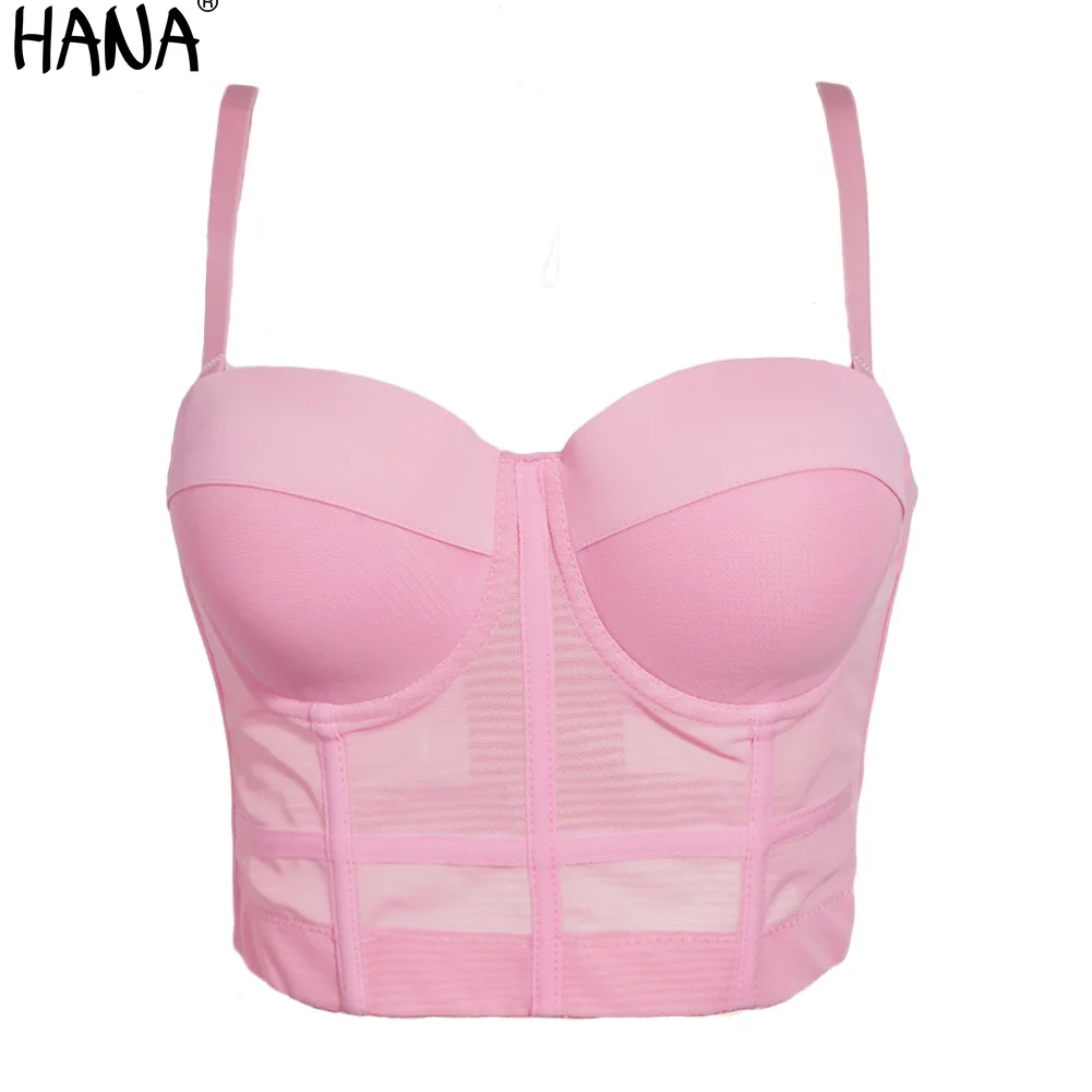 Размеры S M L XL модные сетчатый бюстгальтер пуш ап Bralet для женщин корсет бюстье