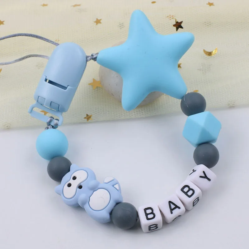 

Цепочка для соски-пустышки, силиконовые бусины, пластиковый держатель