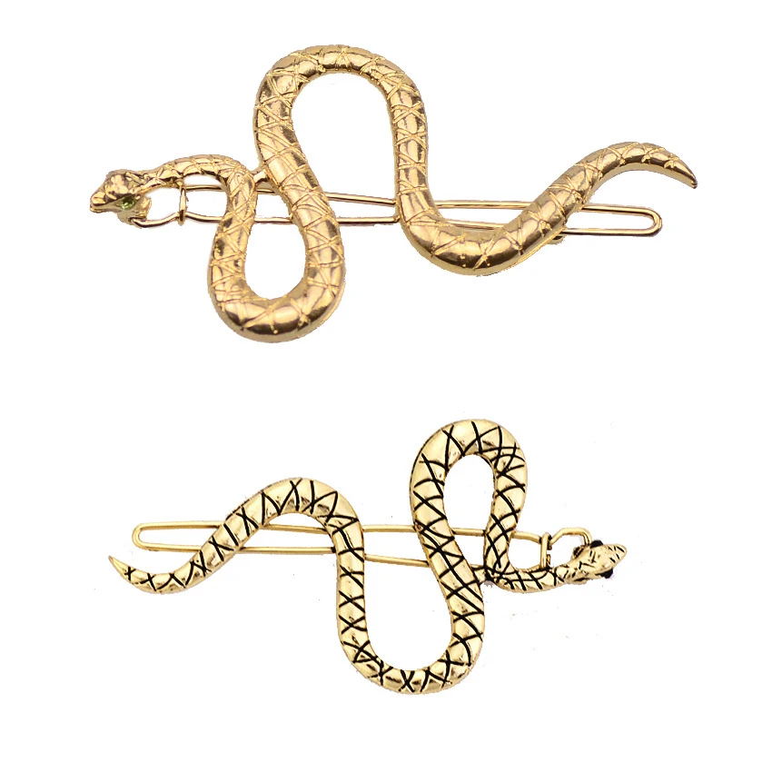 Женская заколка Пряжка под змеиную кожу золотистая металлическая для волос