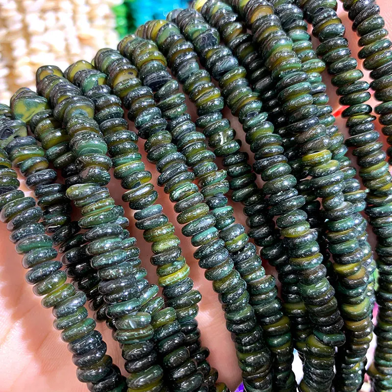 blackish green Браслет из прородного белого камня, цветной краситель 5-8 мм, гравийная форма, бисер для самостоятельного изготовления ювелирных изделий, браслет, ожерелье из нескольких нитей 15,5'' - Цвет: blackish green