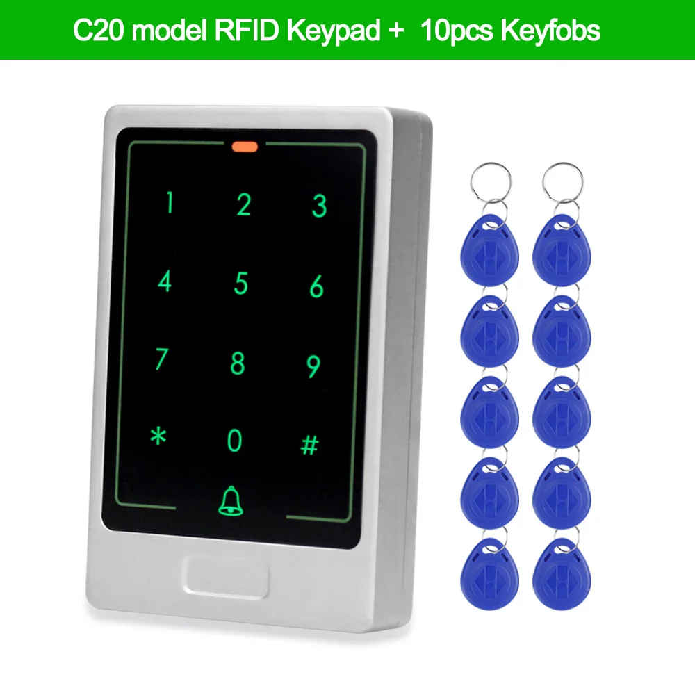 C20 Keypad with Keys Электронная клавиатура контроля доступа, Водонепроницаемая IP65 металлическая RFID система контроля доступа к двери, контрольная система, Weigand 26/34 3000, карты пользователей - Цвет: C20 Keypad with Keys
