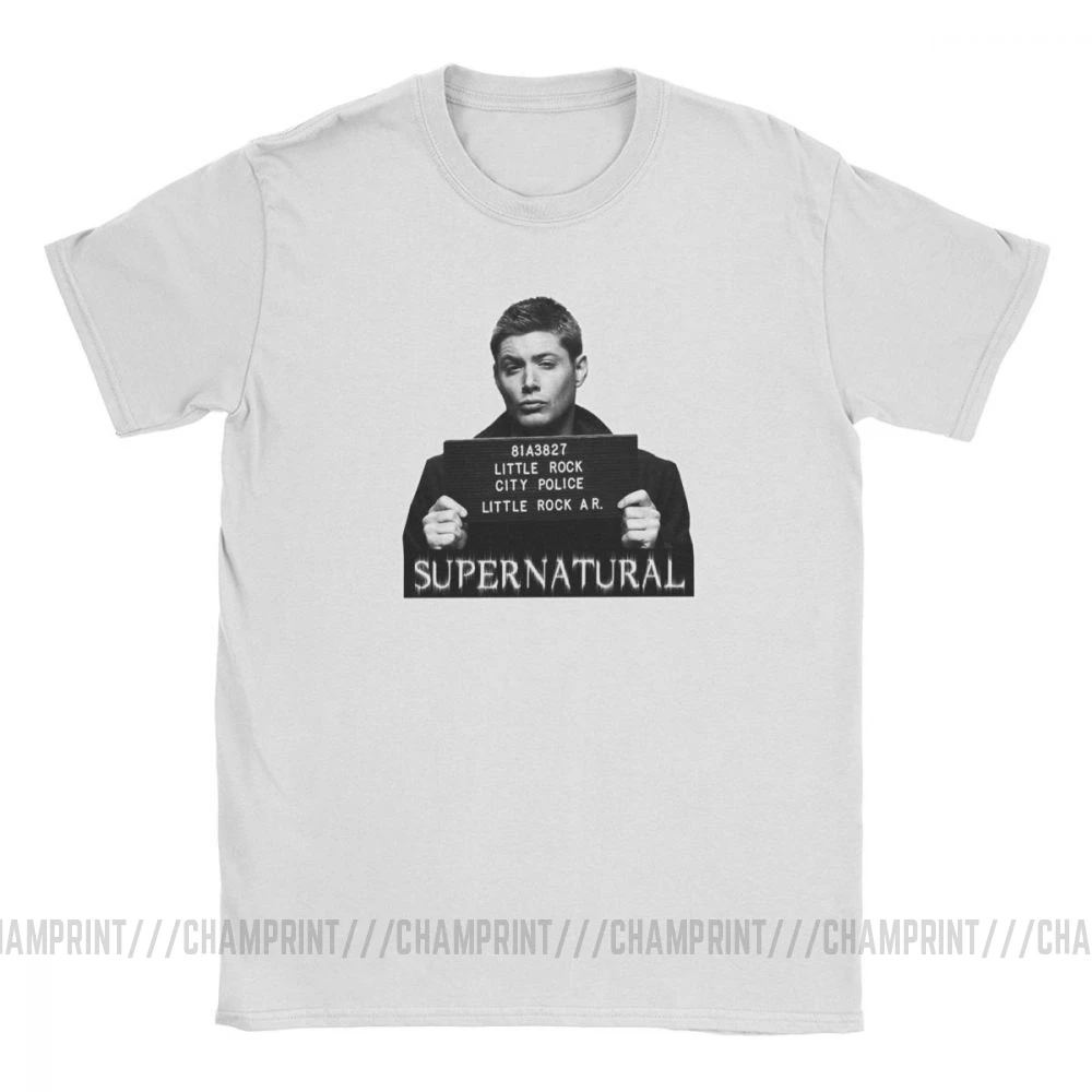 Dean Mugshot футболка Сверхъестественное SPN Brothers футболка мужские топы размера плюс забавная футболка с круглым вырезом из чистого хлопка
